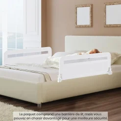 Giantex Barriere de Securite Enfant 100 cm, Barrière de Lit Bébé Rabattable avec Cadre en Métal, Housse Amovible, Gris- Barrière De Sécurité