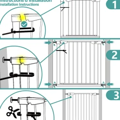 Vounot Barriere de Securite porte et escalier 75-84cm blanc pour animaux- Barrière De Sécurité