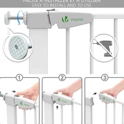 Vounot Barriere de Securite porte et escalier 75-84cm blanc pour animaux- Barrière De Sécurité