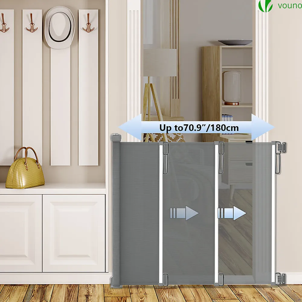 Vounot Barriere de securite retractable 180cm gris- Barrière De Sécurité