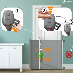 Vounot Barriere de securite retractable 180cm gris- Barrière De Sécurité
