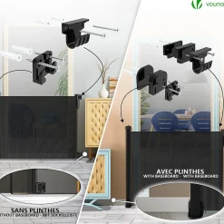Vounot Barriere de securite retractable 180cm noir- Barrière De Sécurité
