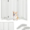 Giantex Barrière De Sécurité<Barrière de Protection pour Chien Pliable Grille de Sécurité Pivotante par Charnière Barrière de Sécurité pour Animaux Blanc
