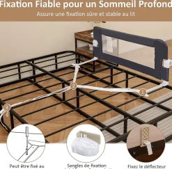 Giantex Barrière de Sécurité Enfant Lit, Barrière de Lit Enfant Bébé Pliable avec Mousse Souple, Gris, 105 x 40 x 42 CM- Barrière De Sécurité