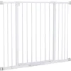 PawHut Barrière De Sécurité<Barrière de sécurité longueur réglable dim. 76-107l x 76H cm sans perçage métal plastique blanc