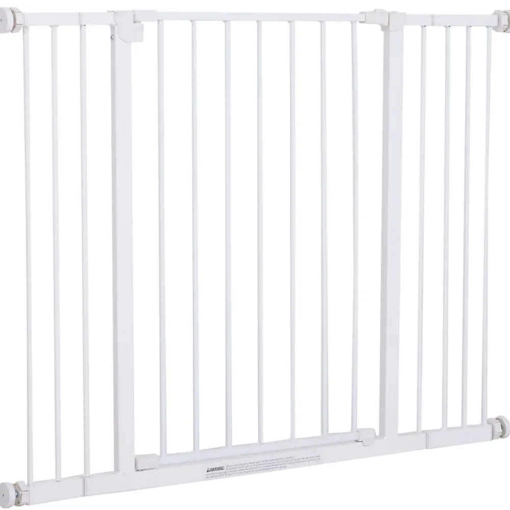 PawHut Barrière De Sécurité<Barrière de sécurité longueur réglable dim. 76-107l x 76H cm sans perçage métal plastique blanc