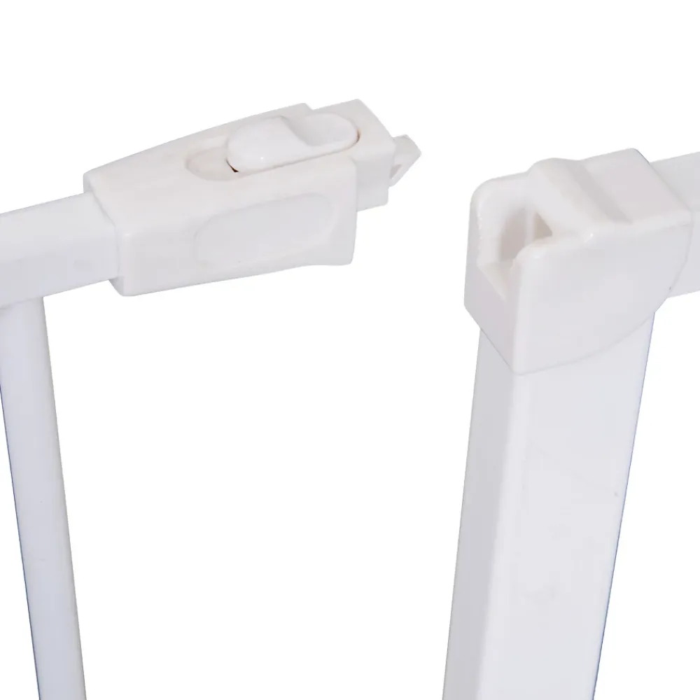 PawHut Barrière De Sécurité<Barrière de sécurité longueur réglable dim. 76-107l x 76H cm sans perçage métal plastique blanc