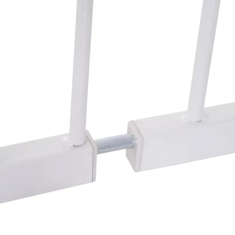PawHut Barrière De Sécurité<Barrière de sécurité longueur réglable dim. 76-107l x 76H cm sans perçage métal plastique blanc