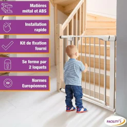 Facility'S Barrière De Sécurité<Barrière sécurité escalier extensible sans perçage bébé - chien- 82 x 76 cm - FACILITYS