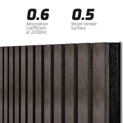 Frankystar Panneau Tasseau Bois<Beethoven - Lot de 4 panneaux acoustiques à lattes en bois 150x60 cm, marron foncé