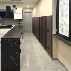 Frankystar Panneau Tasseau Bois<Beethoven - Lot de 4 panneaux acoustiques à lattes en bois 150x60 cm, marron foncé