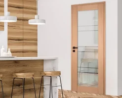 Lynporte Bloc Porte<Bloc porte 1 Vitrage CASSIOPEIA bois chêne européen 2040 x 830 Droite