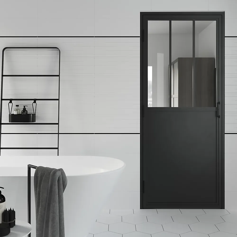 Bloc Porte<Bloc porte 3 vitrages poussant gauche H 204 X L 83 cm