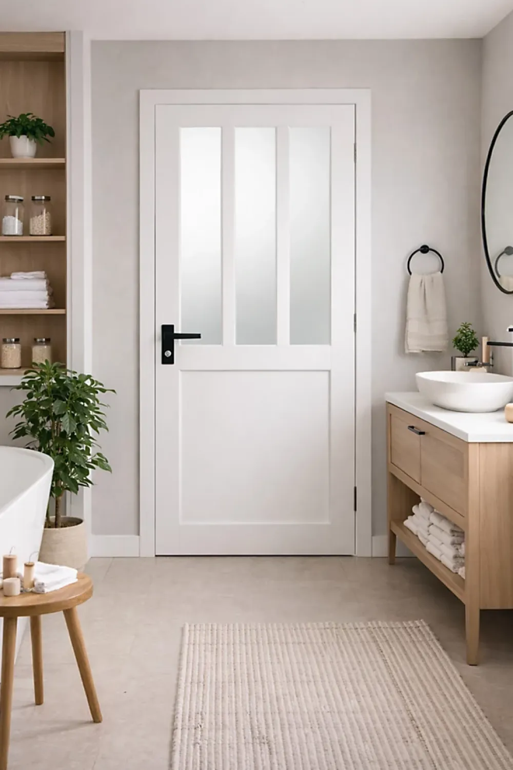Gd Menuiseries Bloc Porte Atelier Blanc Vitre Depoli H204 X L73 Côte Tableau P.gauche,poignee- Bloc Porte