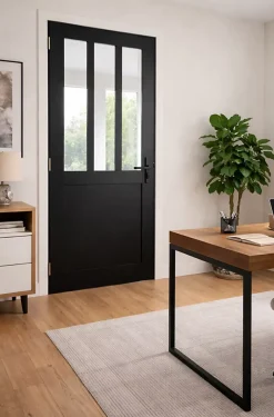 Gd Menuiseries Bloc Porte<Bloc Porte Atelier Noir H204 X L83 Côte Tableau P.droite, Poignee