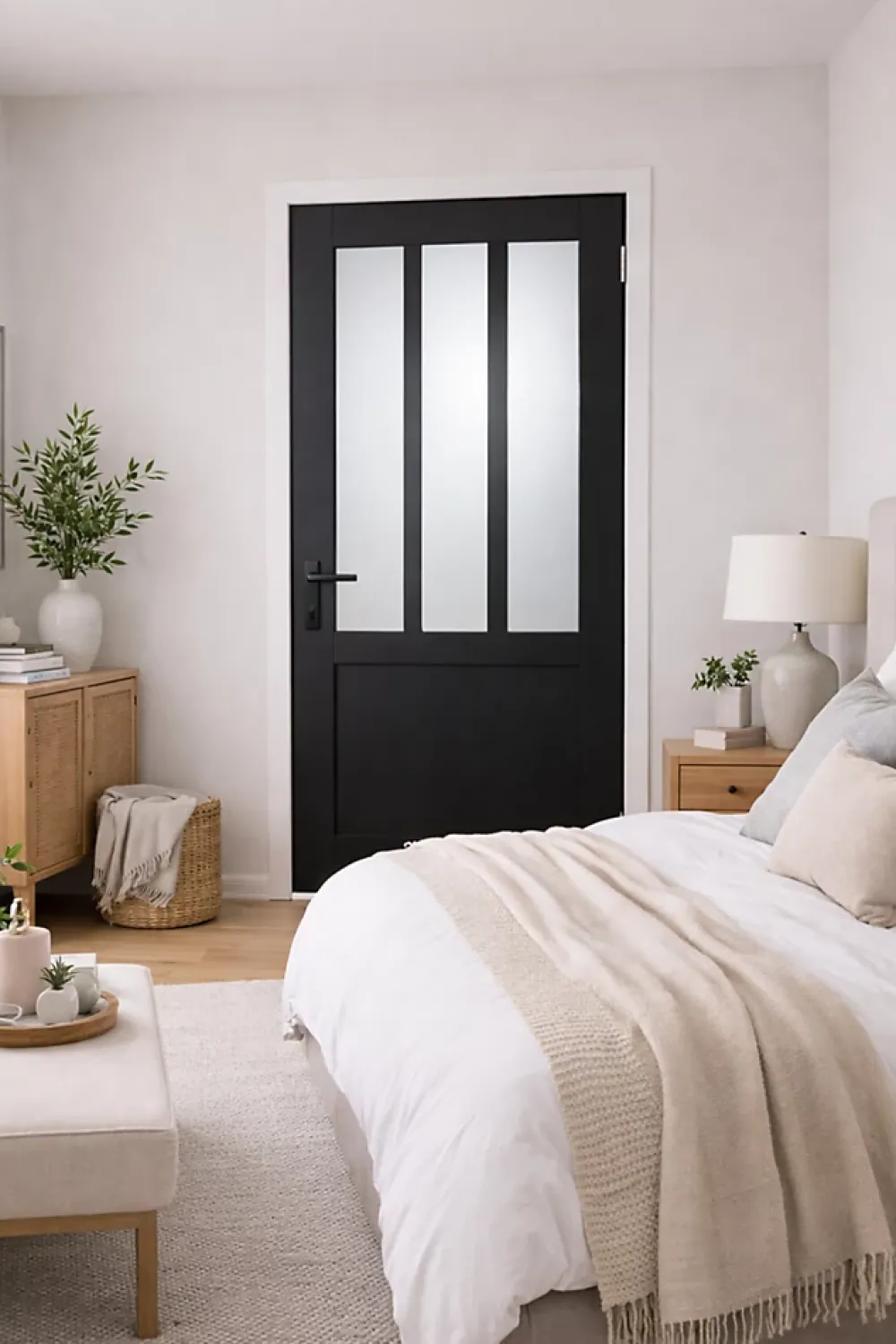 Gd Menuiseries Bloc Porte Atelier Noir Vitre Depoli H204 X L83 Côte Tableau P.gauche,poignee- Bloc Porte