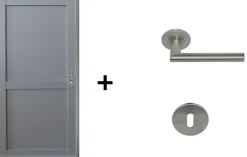 Gd Menuiseries Bloc Porte Athena Ral7035 2 Panneaux H204 X L83 Côte Tableau P.gauche,poignee Pomerol- Bloc Porte
