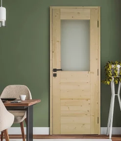 Lynporte Bloc Porte<Bloc Porte bois épicéa HORIZON 1 vitrage 830 droit