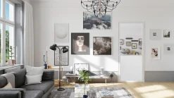 Optimum Bloc Porte<Bloc Porte Contemporain H. 204 X 73 X 3 cm cadre en aluminium noir et verre transparent chêne terra Droit