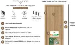 Reivilo Bloc porte fin de chantier Matild, chêne brut, réversible, H.204 x l.73 cm- Bloc Porte