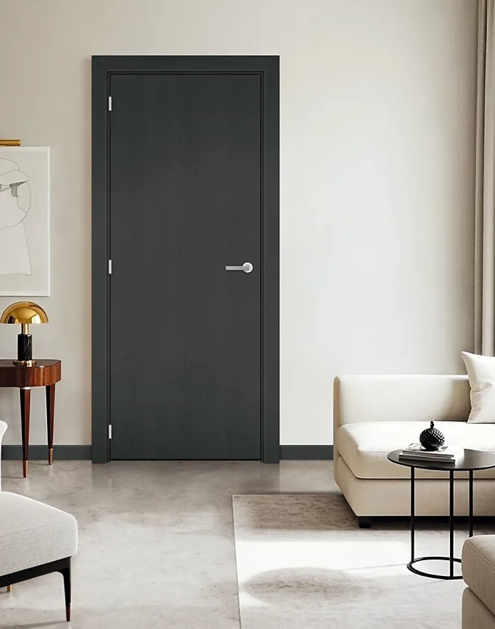 Gd Menuiseries Bloc Porte Grey Oak H204 X L93 Côte Tableau P.droite- Bloc Porte