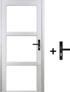 Gd Menuiseries Bloc Porte Kenya Blanc Vitrage Transparent H204 X L83 Côte Tableau P.gauche,poignee- Bloc Porte