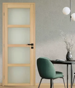 Lynporte Bloc Porte<Bloc porte PARIS 4 Vitrages bois chene 2040x730 Gauche