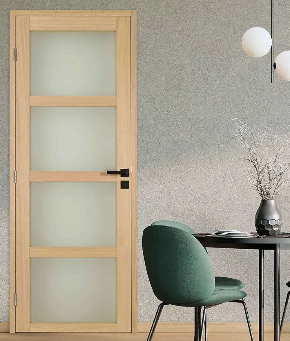 Lynporte Bloc Porte<Bloc porte PARIS 4 Vitrages bois chene 2040x730 Gauche