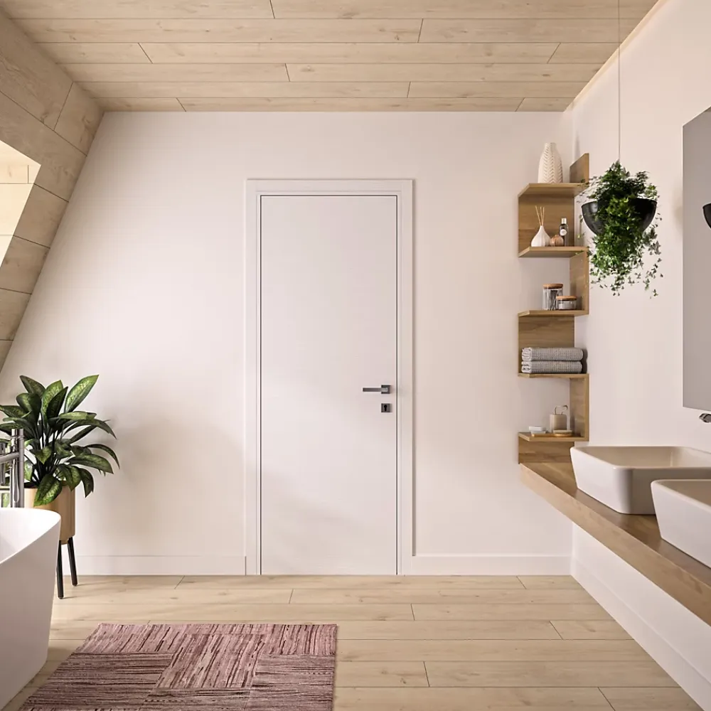 Optimum Bloc Porte PREMIUM Blanc satiné - Réversible et ajustable - L630mm- Bloc Porte