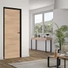 Optimum Bloc Porte Reversible chêne clair Rio Huisserie Noire H. 204 X 83 X 4 Cm- Bloc Porte