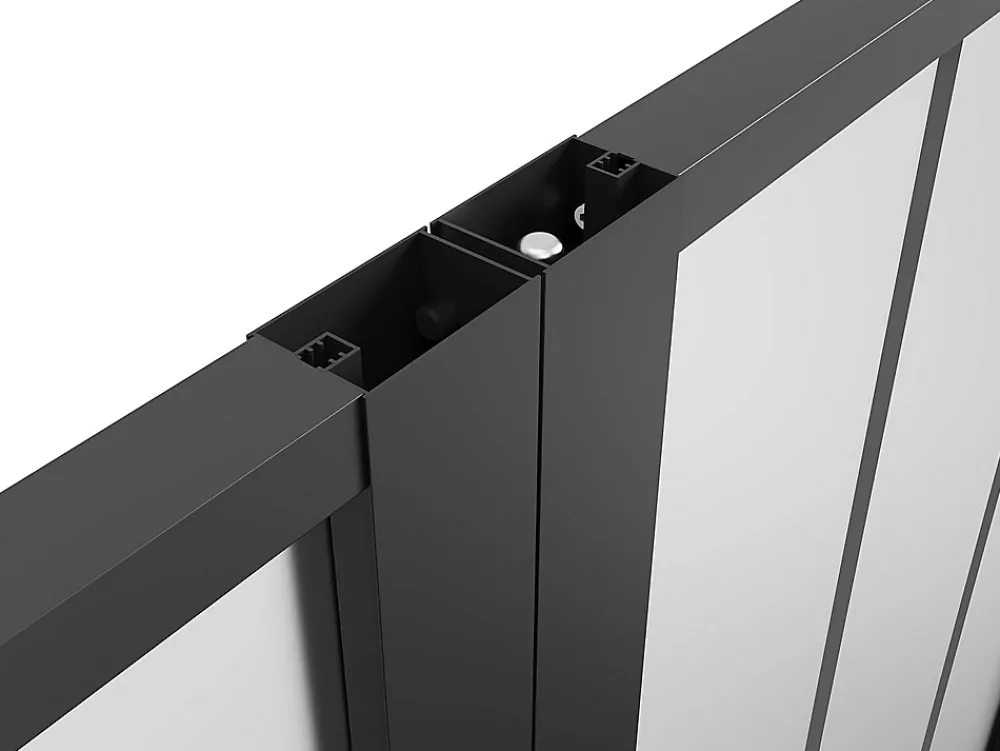 Vente-unique Bloc porte réversible à deux battants en aluminium et verre trempé dépoli style atelier - 2 x H204 x L93 cm - Noir - ERMELO- Bloc Porte