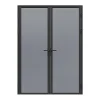 Vente-unique Bloc Porte<Bloc porte réversible à deux battants en aluminium et verre trempé fumé - 2 x H204 x L73 cm - Noir - LOXTON