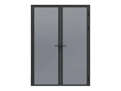 Vente-unique Bloc Porte<Bloc porte réversible à deux battants en aluminium et verre trempé fumé - 2 x H204 x L73 cm - Noir - LOXTON