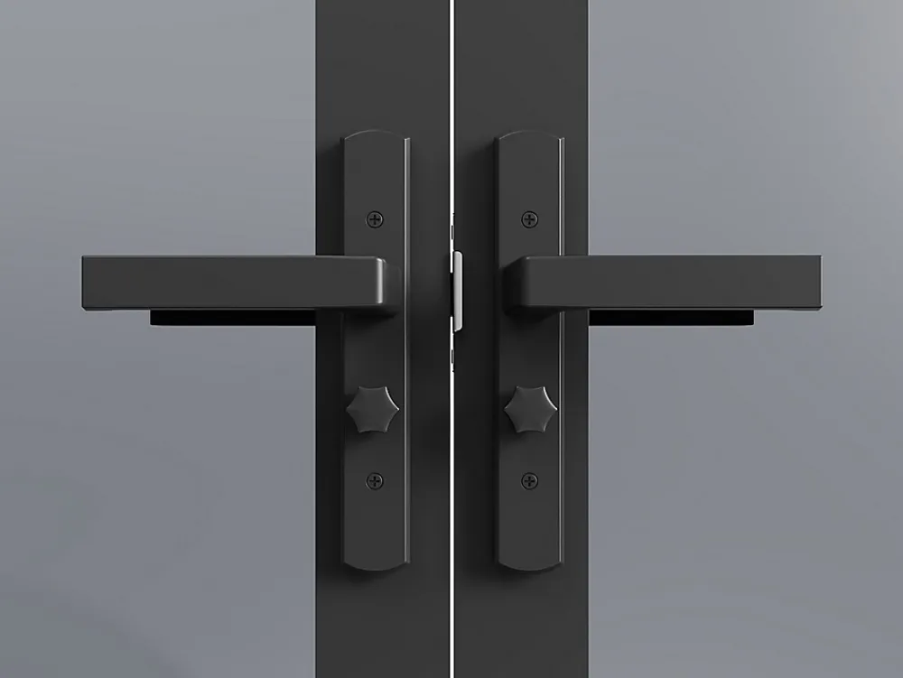 Vente-unique Bloc Porte<Bloc porte réversible à deux battants en aluminium et verre trempé fumé - 2 x H204 x L73 cm - Noir - LOXTON