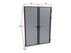 Vente-unique Bloc Porte<Bloc porte réversible à deux battants en aluminium et verre trempé fumé - 2 x H204 x L73 cm - Noir - LOXTON