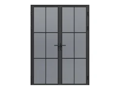 Vente-unique Bloc Porte<Bloc porte réversible à deux battants en aluminium et verre trempé fumé - 2 x H204 x L83 cm - Noir - SEROTO
