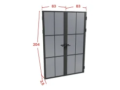 Vente-unique Bloc Porte<Bloc porte réversible à deux battants en aluminium et verre trempé fumé - 2 x H204 x L83 cm - Noir - SEROTO