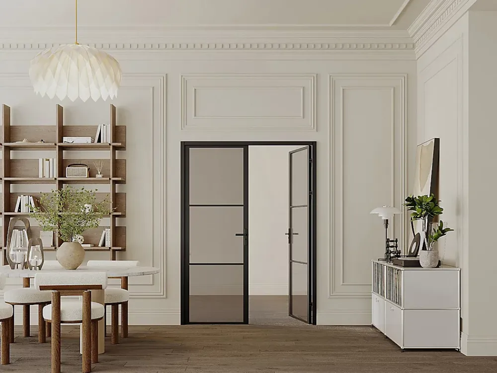 Vente-unique Bloc Porte<Bloc porte réversible à deux battants en aluminium et verre trempé fumé - 2 x H204 x L73 cm - Noir - MASERU