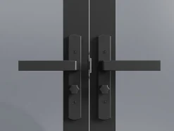 Vente-unique Bloc Porte<Bloc porte réversible à deux battants en aluminium et verre trempé fumé - 2 x H204 x L73 cm - Noir - MASERU