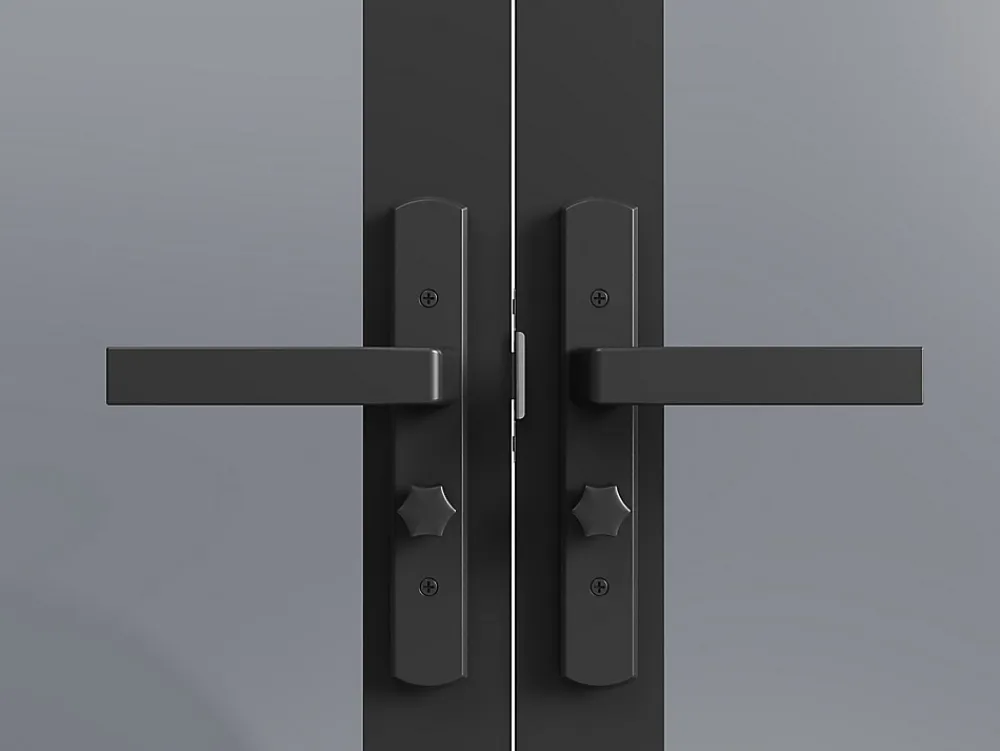 Vente-unique Bloc Porte<Bloc porte réversible à deux battants en aluminium et verre trempé fumé - 2 x H204 x L73 cm - Noir - MASERU