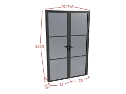 Vente-unique Bloc Porte<Bloc porte réversible à deux battants en aluminium et verre trempé fumé - 2 x H204 x L73 cm - Noir - MASERU