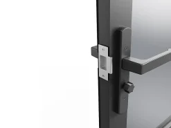 Vente-unique Bloc Porte<Bloc porte réversible à deux battants en aluminium et verre trempé fumé - 2 x H204 x L73 cm - Noir - MASERU