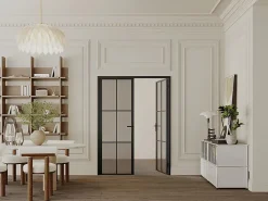 Vente-unique Bloc Porte<Bloc porte réversible à deux battants en aluminium et verre trempé fumé - 2 x H204 x L73 cm - Noir - SEROTO