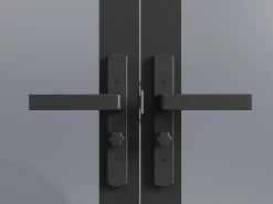 Vente-unique Bloc Porte<Bloc porte réversible à deux battants en aluminium et verre trempé fumé - 2 x H204 x L73 cm - Noir - SEROTO