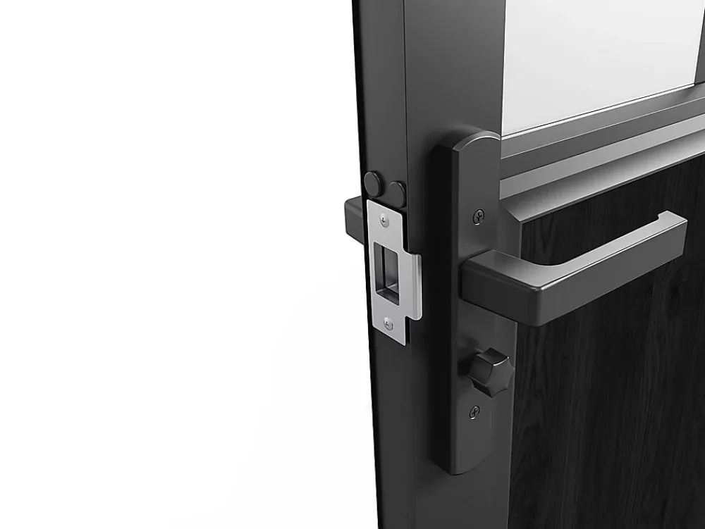 Vente-unique Bloc Porte<Bloc porte réversible à deux battants en aluminium et verre trempé dépoli style atelier - 2 x H204 x L73 cm - Noir - ERMELO