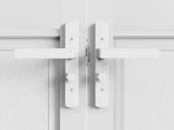 Vente-unique Bloc porte réversible à deux battants en aluminium et verre trempé style atelier - 2 x H204 x L83 cm - Blanc - ERMELO- Bloc Porte
