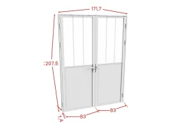 Vente-unique Bloc porte réversible à deux battants en aluminium et verre trempé style atelier - 2 x H204 x L83 cm - Blanc - ERMELO- Bloc Porte