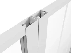 Vente-unique Bloc porte réversible à deux battants en aluminium et verre trempé style atelier - 2 x H204 x L83 cm - Blanc - ERMELO- Bloc Porte