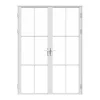 Vente-unique Bloc porte réversible à deux battants en aluminium et verre trempé - Blanc - 2 x H204 x L73 cm - SEROTO- Bloc Porte