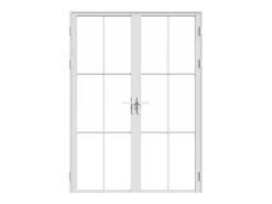 Vente-unique Bloc porte réversible à deux battants en aluminium et verre trempé - Blanc - 2 x H204 x L73 cm - SEROTO- Bloc Porte